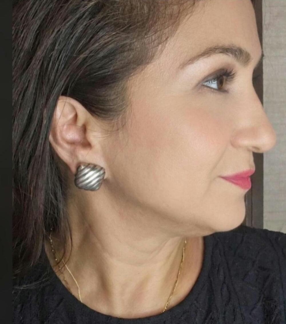 Tiffany & Co Atlas Earrings RARE 1995 Grove Striped Square Omega Backings